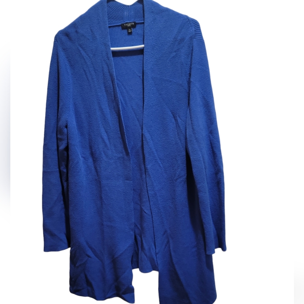 Talbots royal blue cotton/ rayon knit cardigan petite large